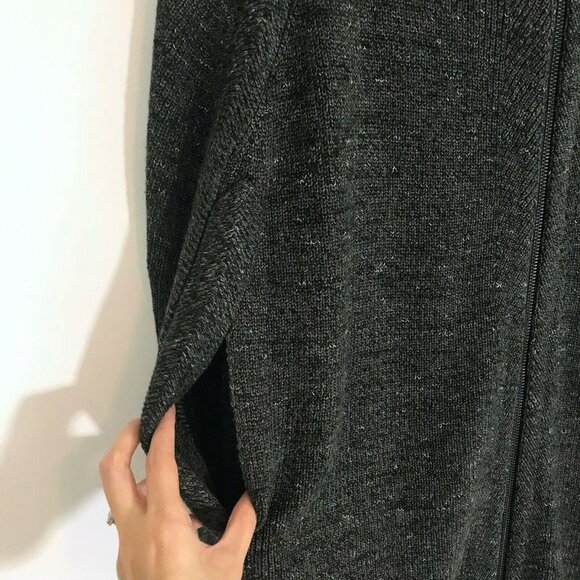 NIC + ZOE Cape Cardigan Women M/L Black Green Knit Poncho - Picture 3 of 7